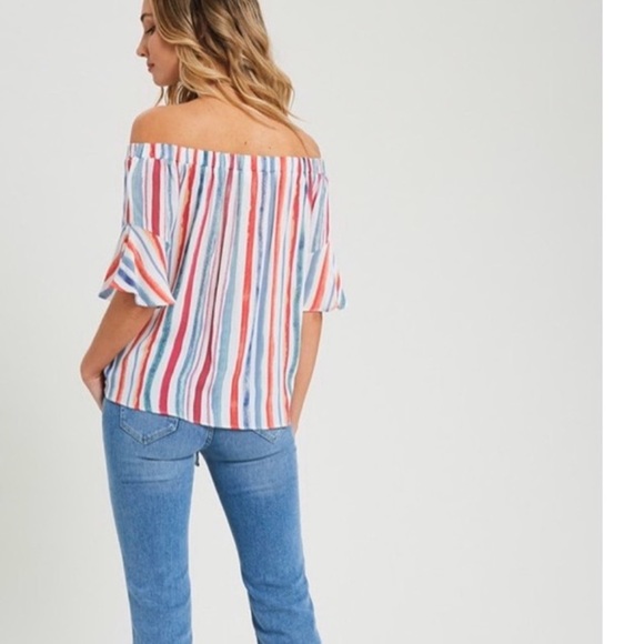 🛍New! Striped Off The Shoulder Top! - Picture 3 of 6